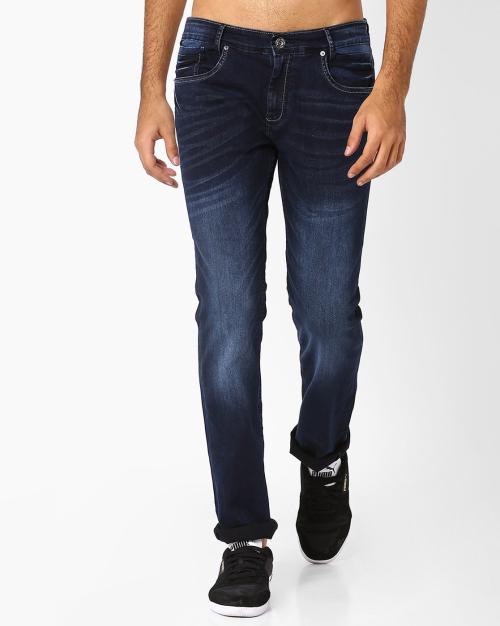 Straight Fit Jeans with Whiskers