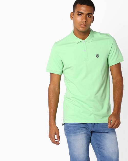 Polo T-shirt with Ribbed Sleeve Hems