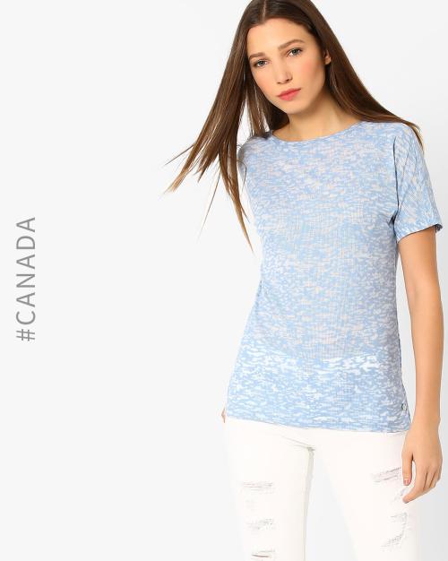 Printed Top with Step Hem