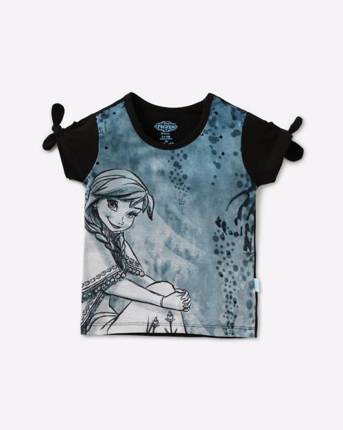 Frozen Print T-shirt with Tie-Up
