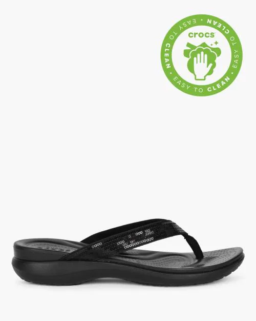 Capri V Embellished Thong-Strap Flip-Flops