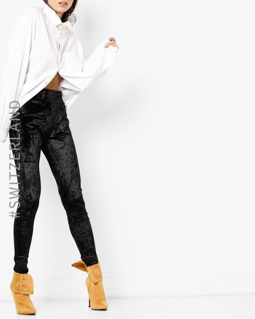 Velvet Leggings with Elasticated Waistband