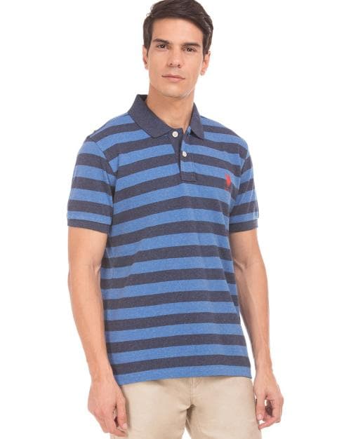 Regular Fit Striped Cotton Polo T-Shirt