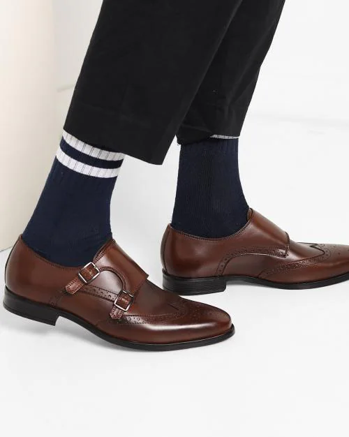 Monk-Style Formal Shoes with Broguing