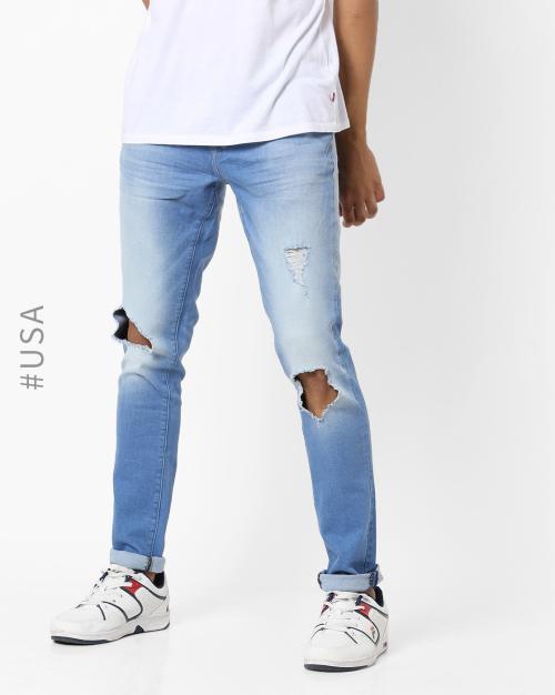 Men Slim Fit Distressed Jeans