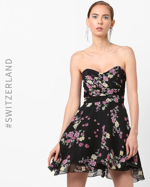 Floral Print Bandeau Dress