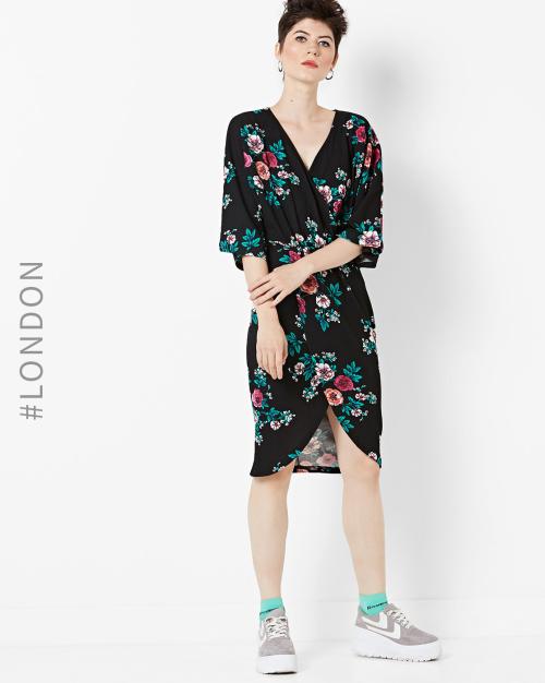 Floral Print Wrap Dress