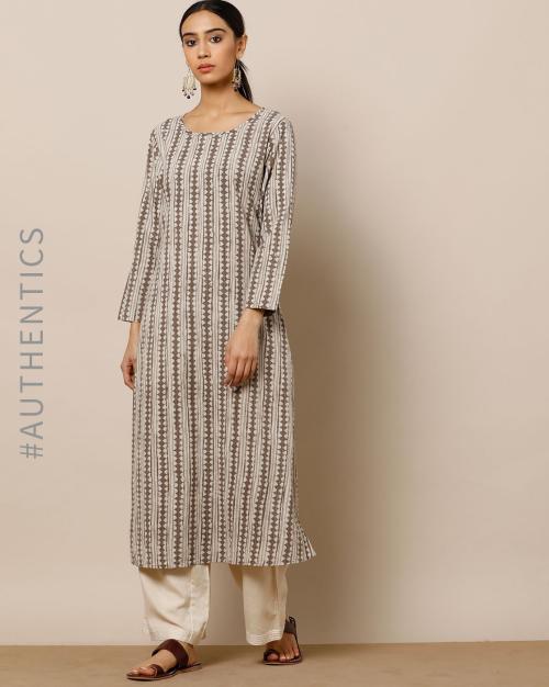 Traditional Dabu Print Cotton Long Kurta