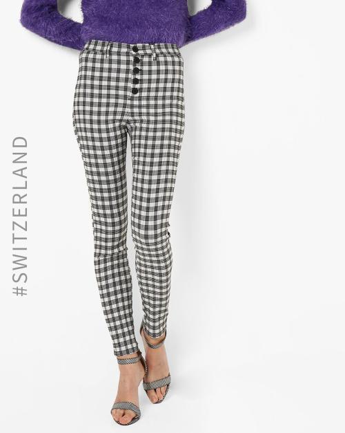 Checked Ankle-Length Pants