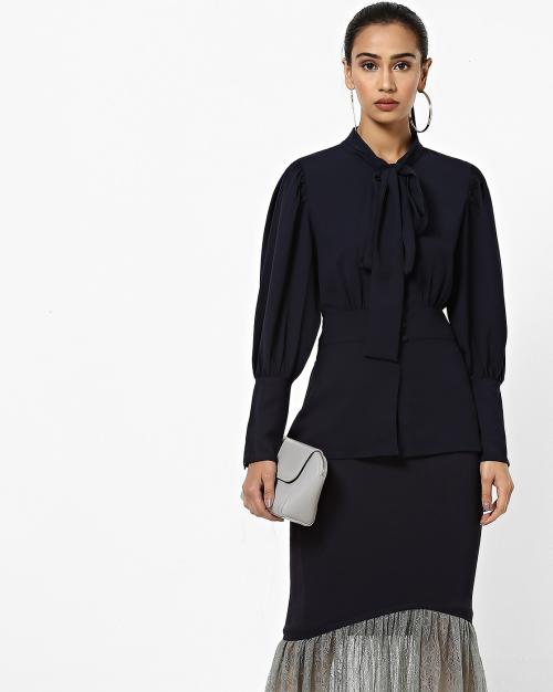 Tie-Up Top with Zipped Cuffs