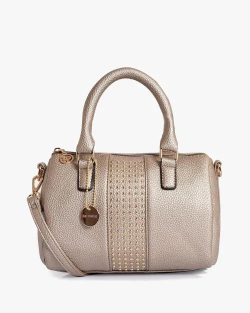 Textured Handbag with Rivets