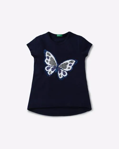 Round-Neck T-shirt with Sequins