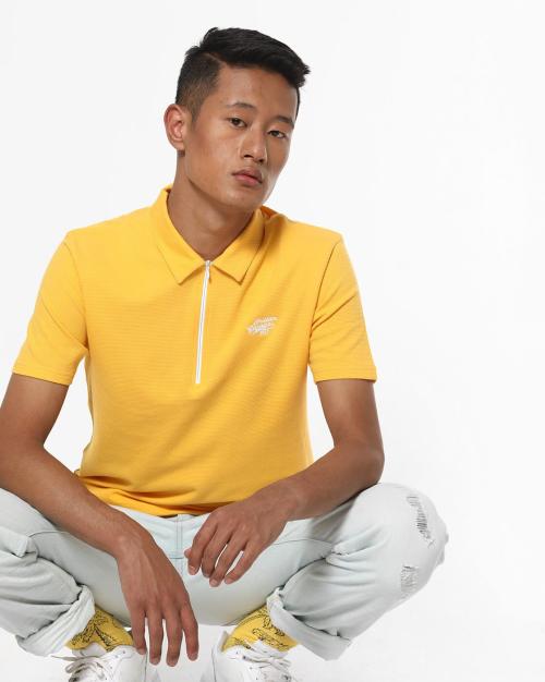 Slim Fit Polo T-shirt with Shirt Zip Placket
