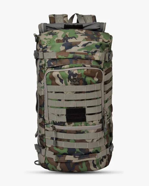 Camo Print Panelled Laptop Backpack 
