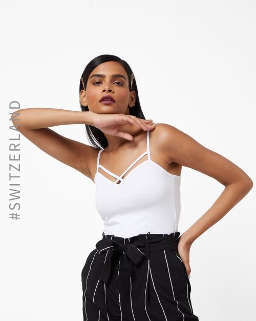 V-neck Top with Criss-Cross Neck