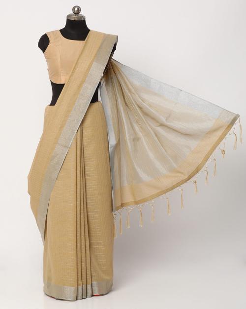 Linen Saree with Contrast Border