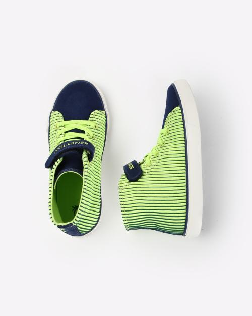 Striped Sneakers with Velcro Fastening