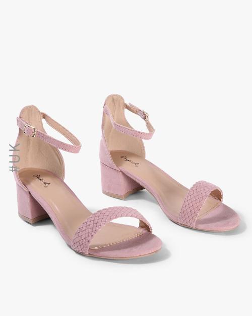 Suede Chunky Heels with Ankle Strap