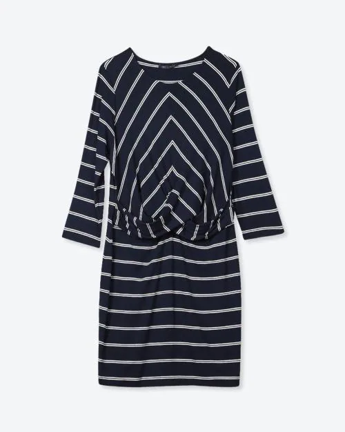 Striped Bodycon Dress with Cinched Waistline