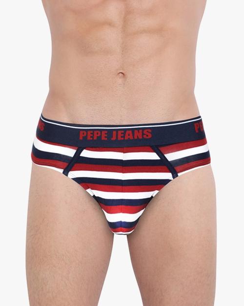 Striped Low-Rise Briefs with Elasticated Waistband 