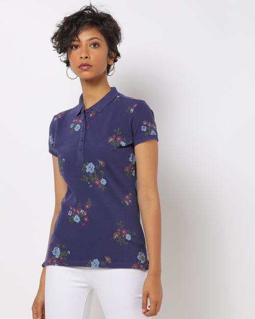 Floral Print Polo T-shirt