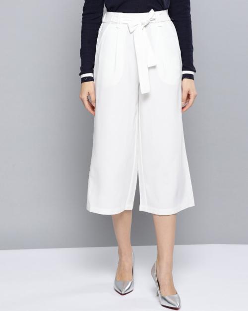Pleat-Front Culottes with Elasticated Waist