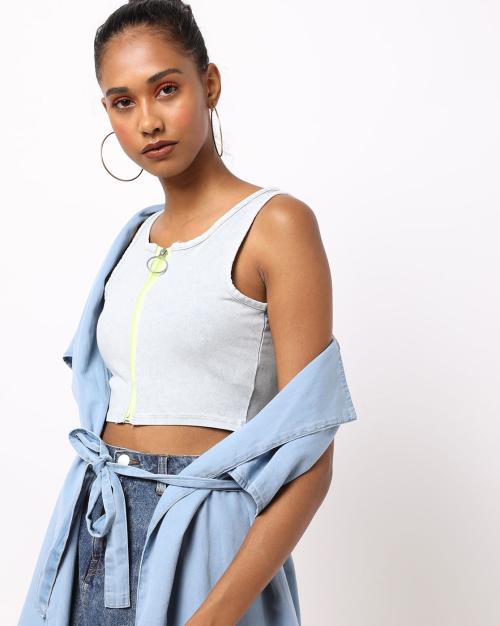 Crop Top with Front Zipper