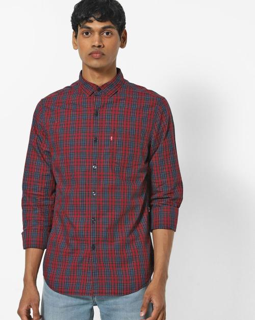 Checked Slim Fit Shirt with Patch Pocket