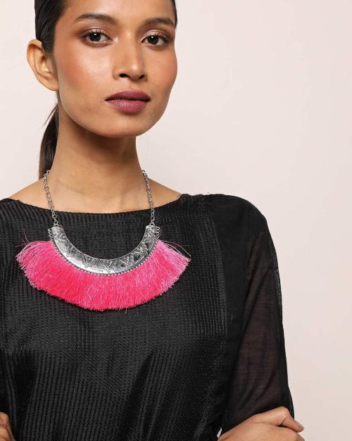 Traditional Metal Alloy Necklace with Fringes
