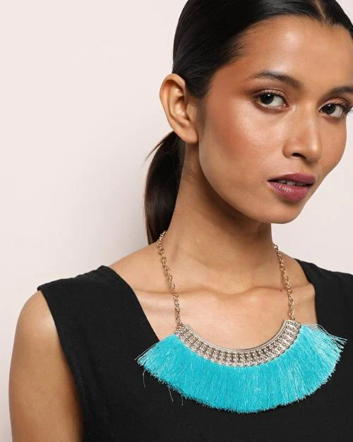 Traditional Metal Alloy Necklace with Fringes