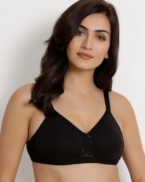 Full-Coverage Bra with Lace Inset