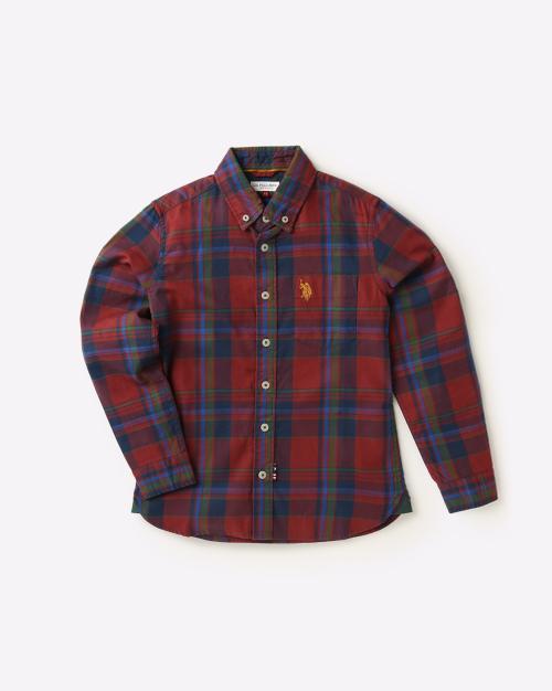 Checked Shirt with Button-Down Collar