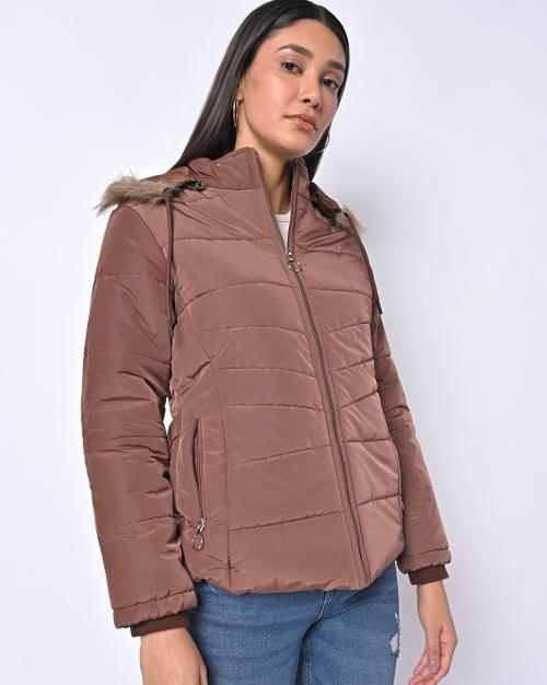 Puffer Jacket with Detachable Fur-Lined Hood