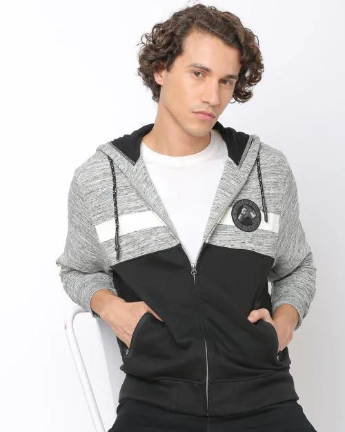 Heathered Zip-Front Hoodie with Insert Pockets