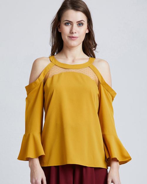 Cold-Shoulder Top with Lace Insert