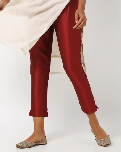 Ankle-Length Cigarette Pants With Semi-Elasticated Waist