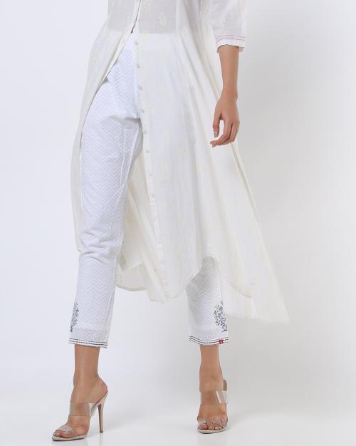 Chevron Print Ankle-Length Pants