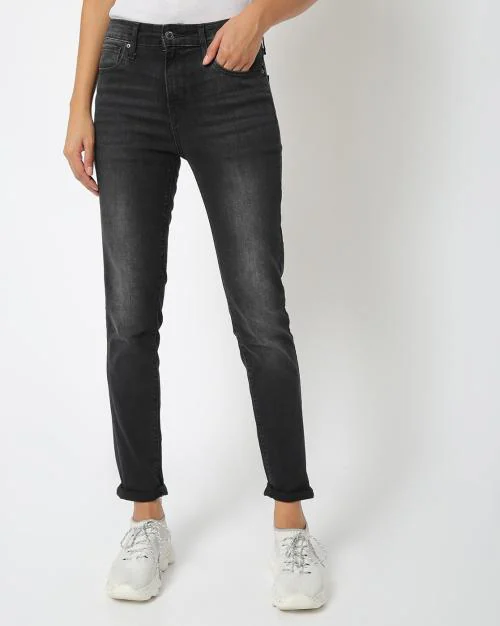 711 High-Rise Washed Skinny Jeans