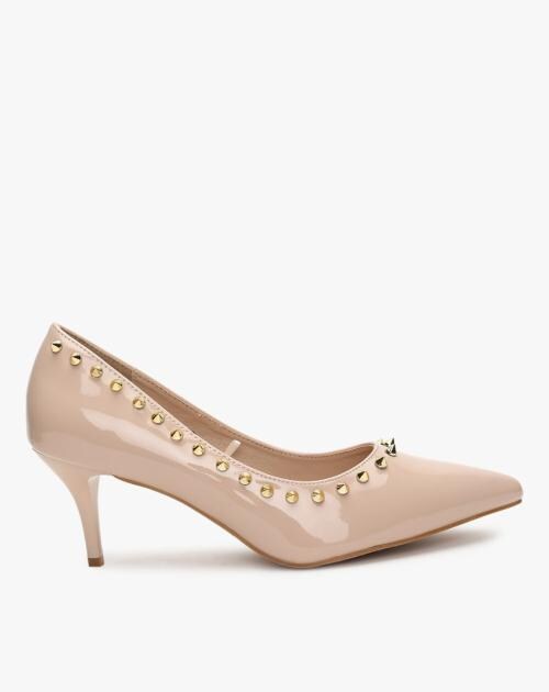 Women Embellished Pointed-Toe Nude Stilettos