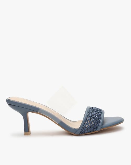 Women Textured Slip-On Blue Stilettos