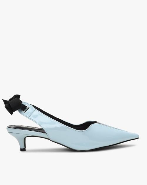 Women Pointed-Toe Slingback Blue Kitten Heels