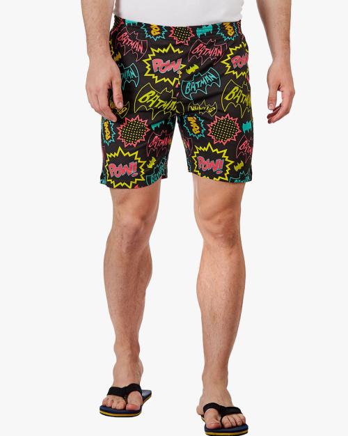Batman Print Shorts with Elasticated Waistband