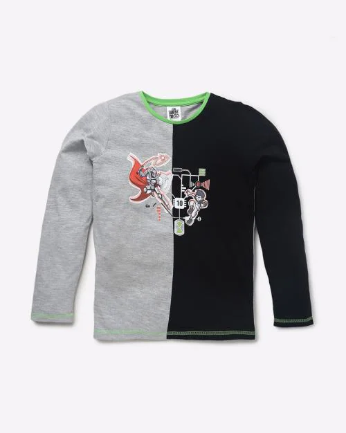 Ben 10 Print Colourblock Crew-Neck T-shirt