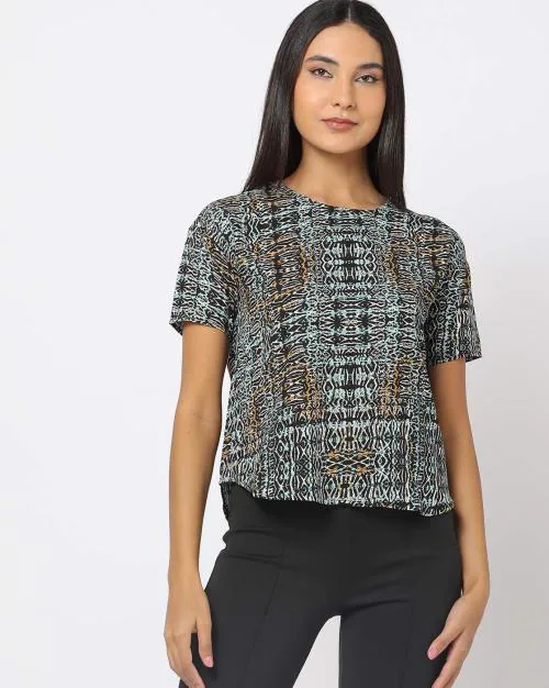 Printed Round-Neck Top