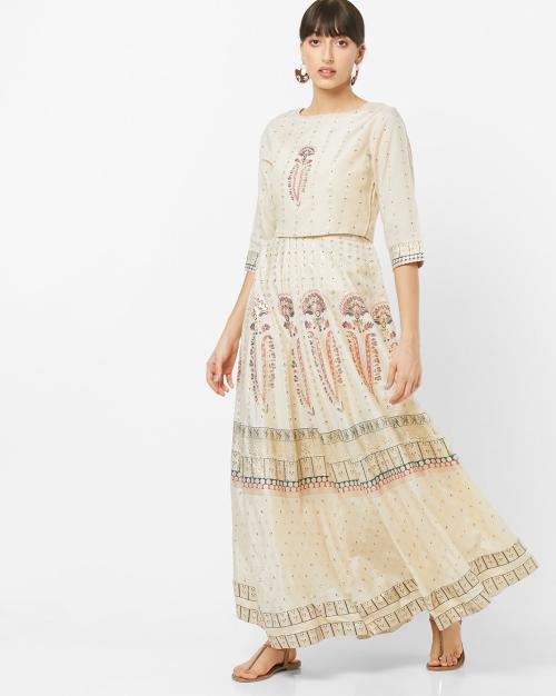 Floral Print Boat-Neck Lehenga Choli Set