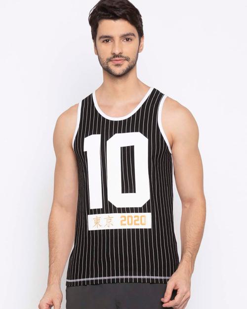 Striped Crew-Neck Sleeveless T-shirt