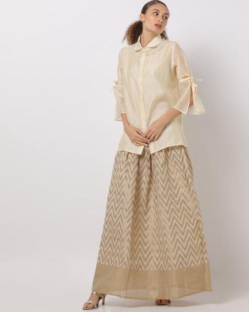 Shirt with Textured Skirt