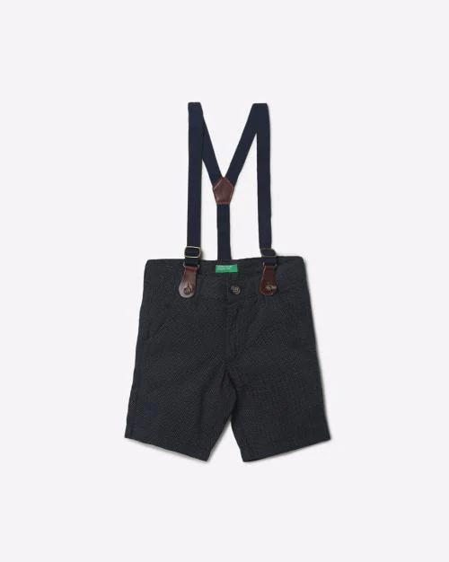 Textured Shorts with Suspenders