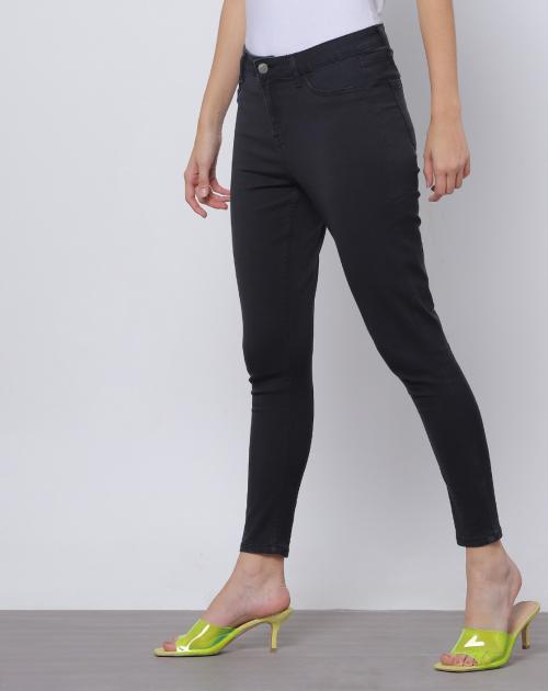 Women Mid-Rise Ankle-Length Skinny Black Jeans