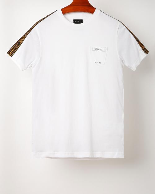 Slim Fit Crew-Neck T-shirt with Typographic Taping